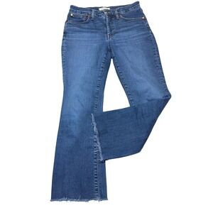Madewell Mid-Rise kick out Crop Jeans Medium Wash Frayed Hem size 27
